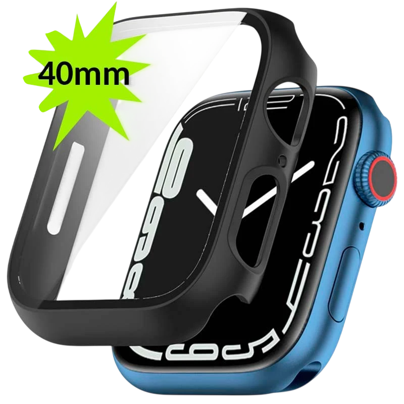 Funda PC + Cristal Templado Apple Watch 40mm - Compatible con Apple Watch 4/5/6/SE Negro