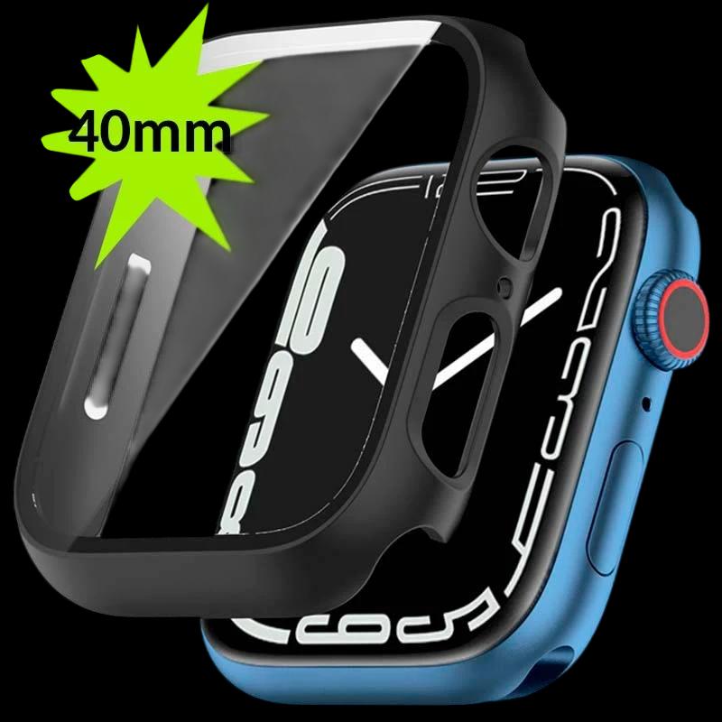 Funda PC + Cristal Templado Apple Watch 40mm - Compatible con Apple Watch 4/5/6/SE Negro