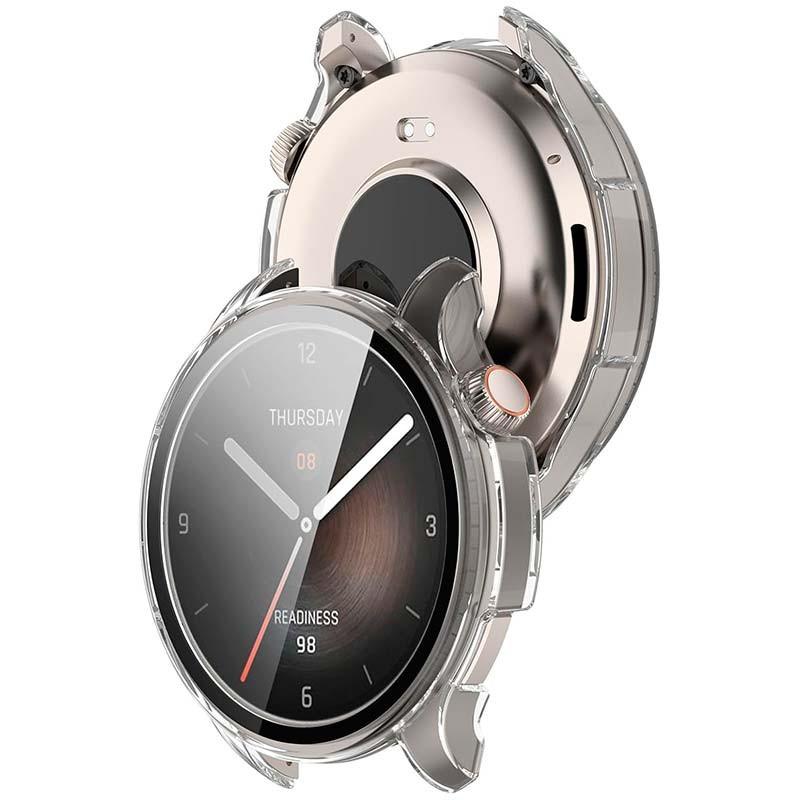 vista frontal e traseira da Capa PC transparente + Vidro Temperado Amazfit Balance