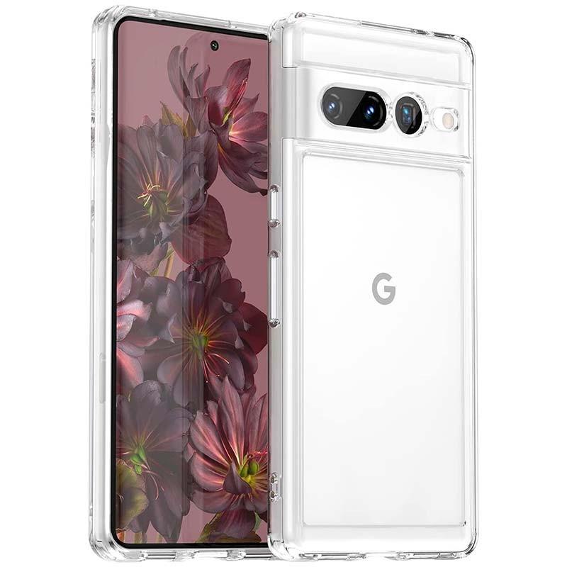 vista frontal, trasera y lateral de la Funda de silicona transparente para Google Pixel 7 Pro