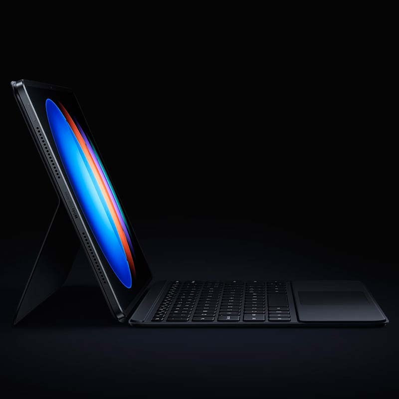 vista lateral de la Funda original con teclado y touchpad blanca para Xiaomi Pad 6S Pro