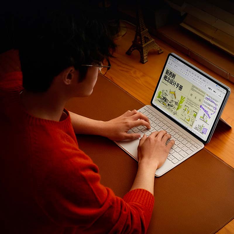 fotografía real de la Funda original con teclado y touchpad blanca para Xiaomi Pad 6S Pro