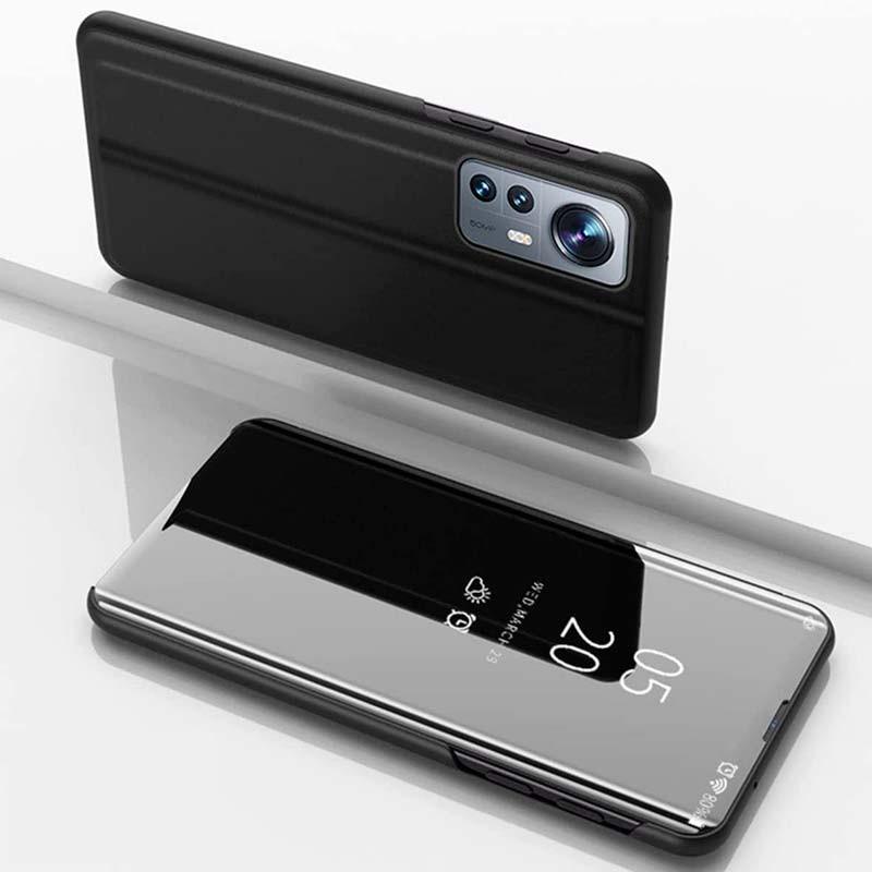 vista frontal y trasera de la Funda tipo libro Smart Mirror para Xiaomi 12 Negro