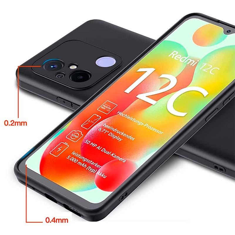 protección de cámara y pantalla de la Funda Square Liquid Premium negra para Xiaomi Redmi 12C