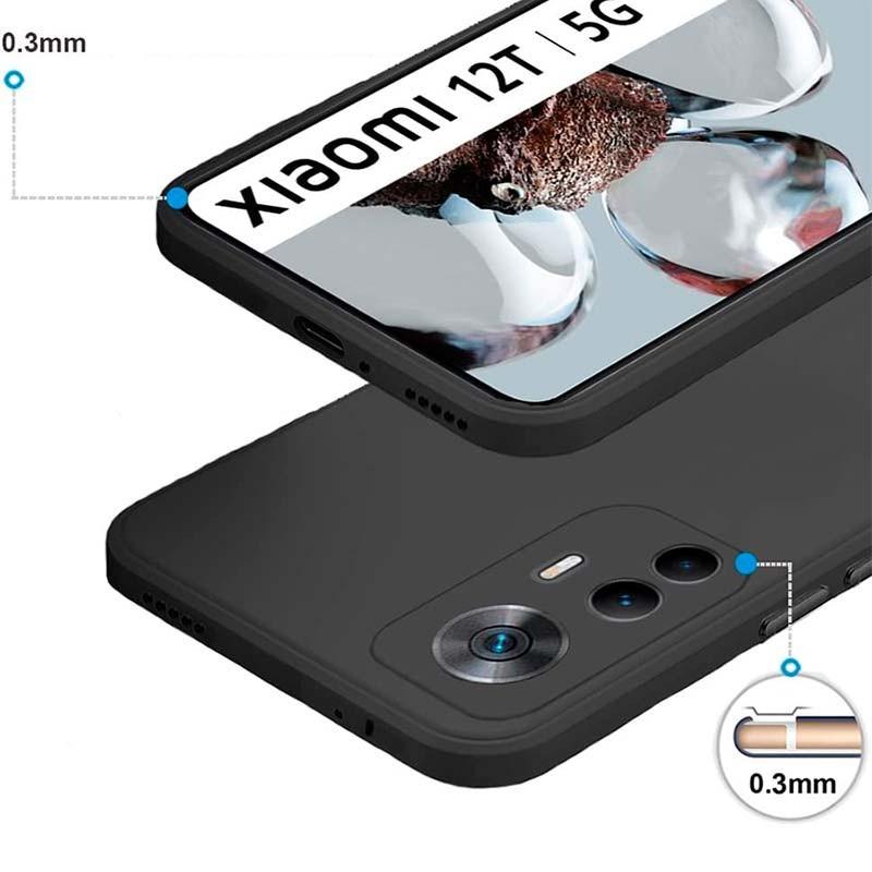 protección de cámara y pantalla de la Funda Square Liquid Premium negra para Xiaomi 12T