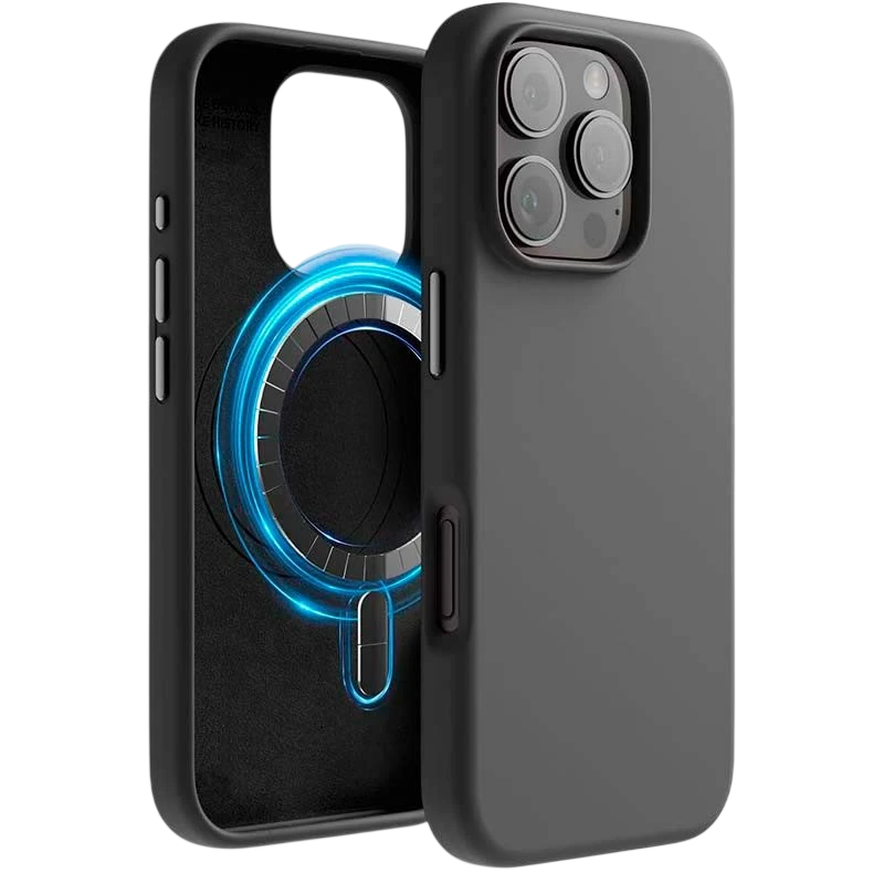 Capa macia preta para iPhone 16 Pro compatível com Magsafe