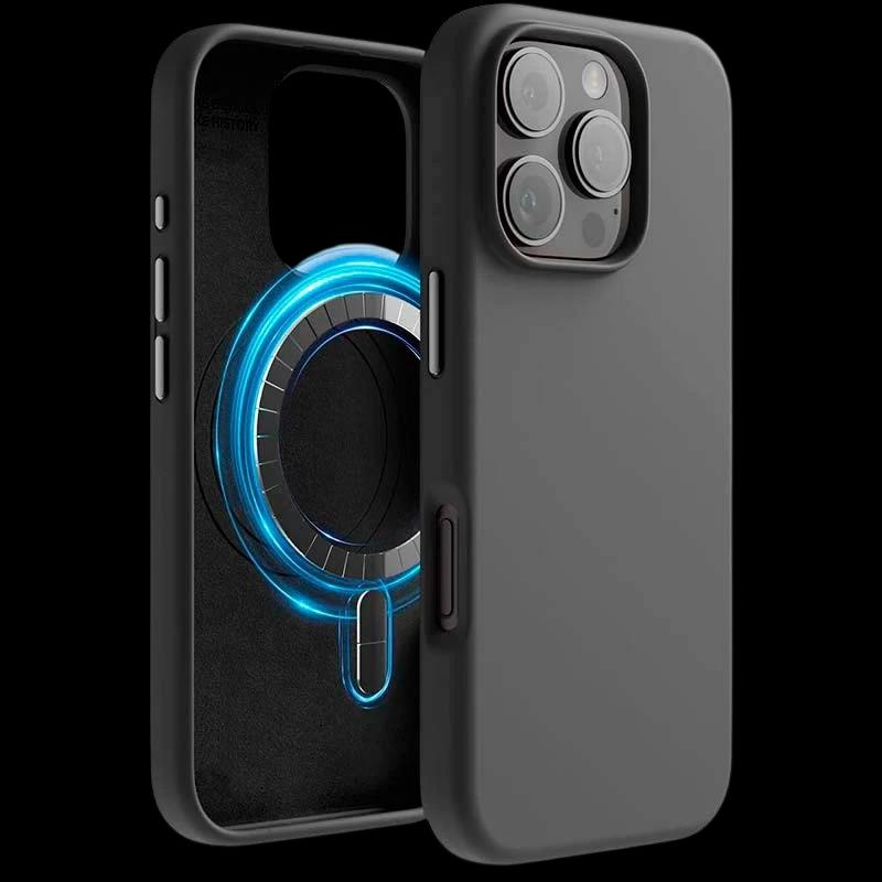 Capa macia preta para iPhone 16 Pro compatível com Magsafe