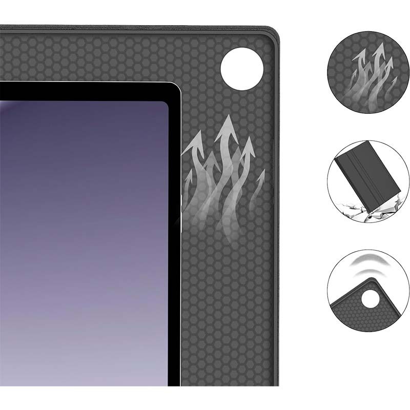 vue intérieure de l'étui avec clavier pour Samsung Galaxy Tab A9+