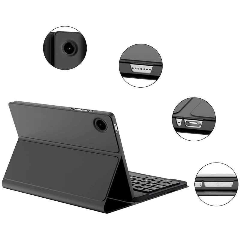 vue détaillée de l'étui avec clavier pour Samsung Galaxy Tab A9+