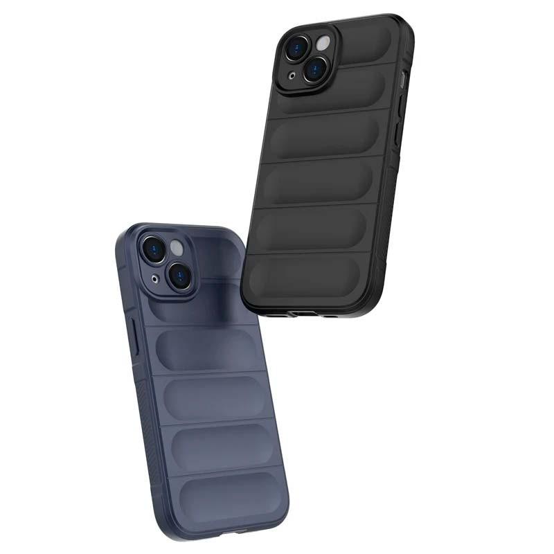 vista trasera de la Funda de silicona negra Wave para iPhone 15 Plus
