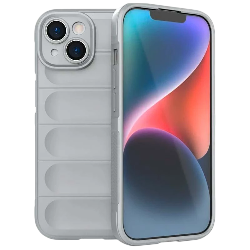 Funda de silicona gris claro Wave para iPhone 15 Plus