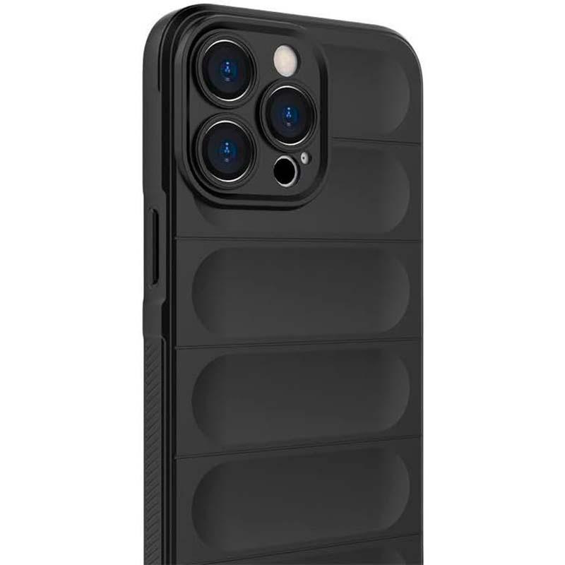 vista trasera de la Funda de silicona negra Wave para iPhone 15 Pro