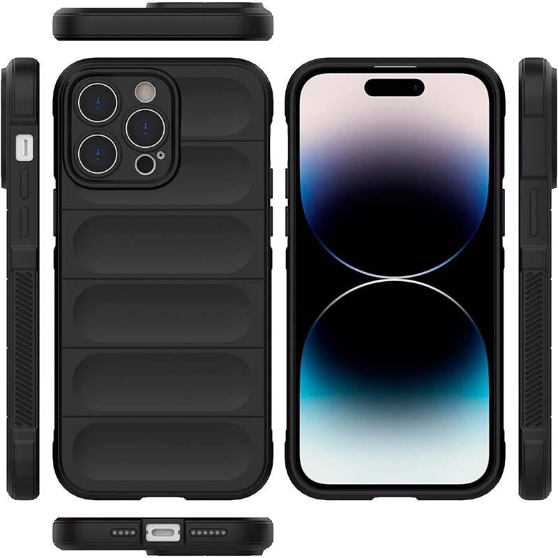 vista detallada de la Funda de silicona negra Wave para iPhone 15 Pro