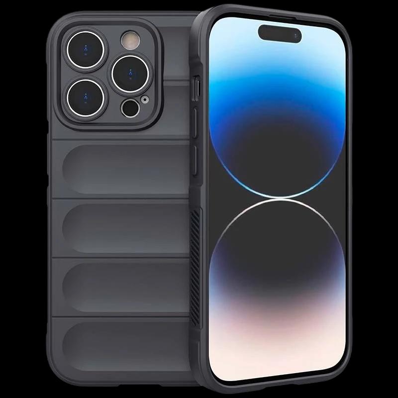 Coque en silicone gris Wave pour iPhone 15 Pro