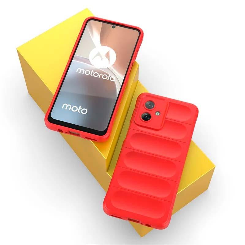 vista frontal y trasera de la Funda de silicona roja Wave para Motorola Moto G54