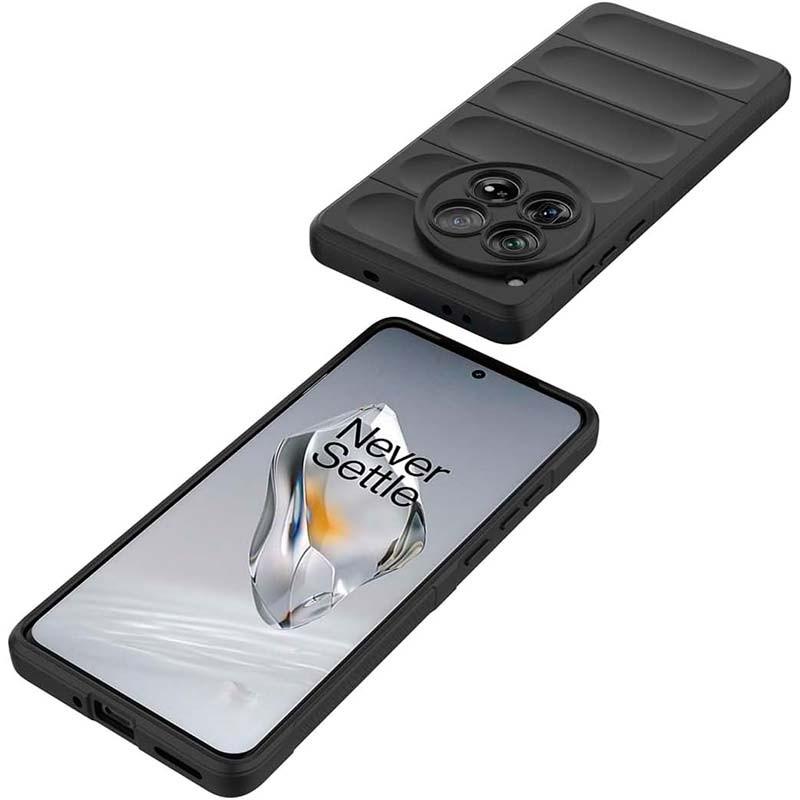 vista frontal y trasera de la Funda de silicona borgoña Wave para Oneplus 12