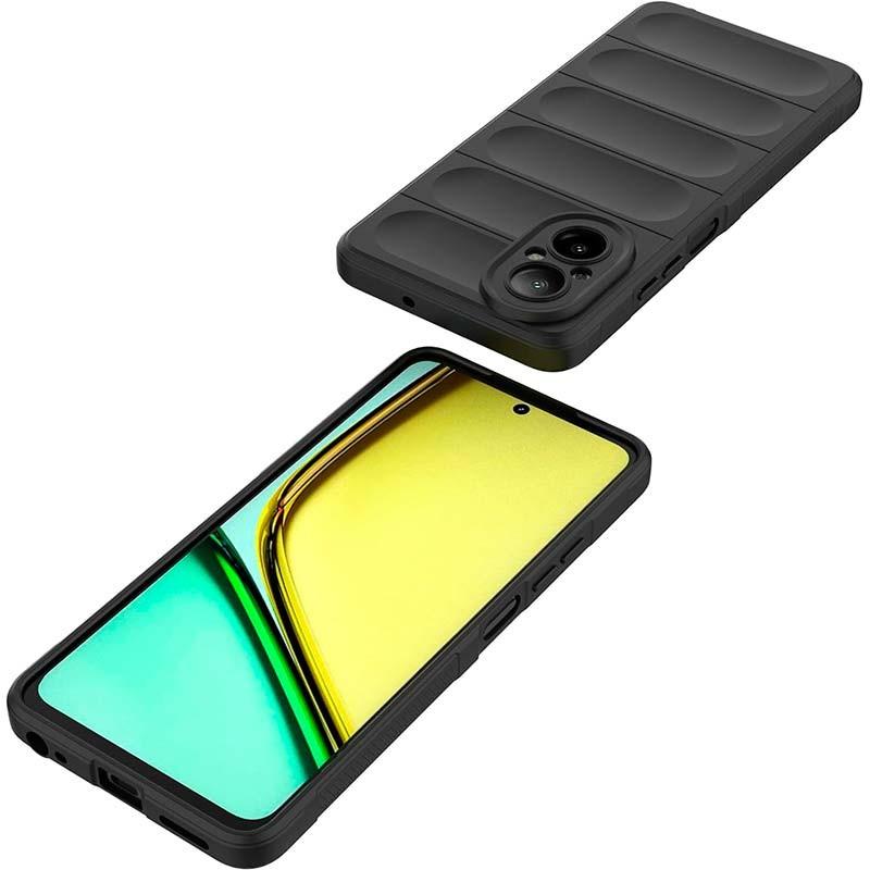 Vue avant et arrière de la Coque en silicone gris Wave pour le Realme C67 4G