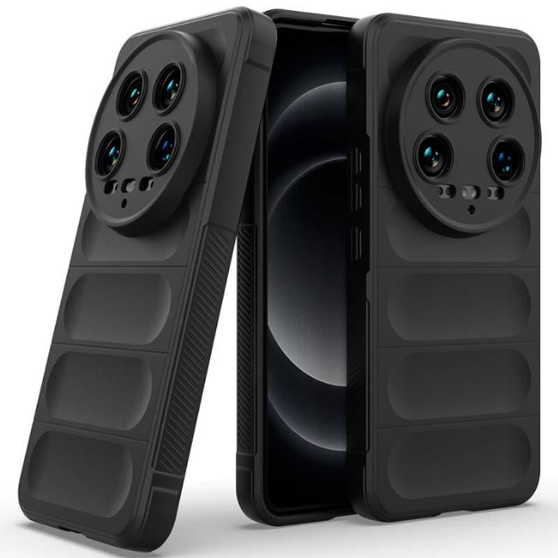 vista frontal, trasera y lateral de la Funda de silicona negra Wave para Xiaomi 14 Ultra