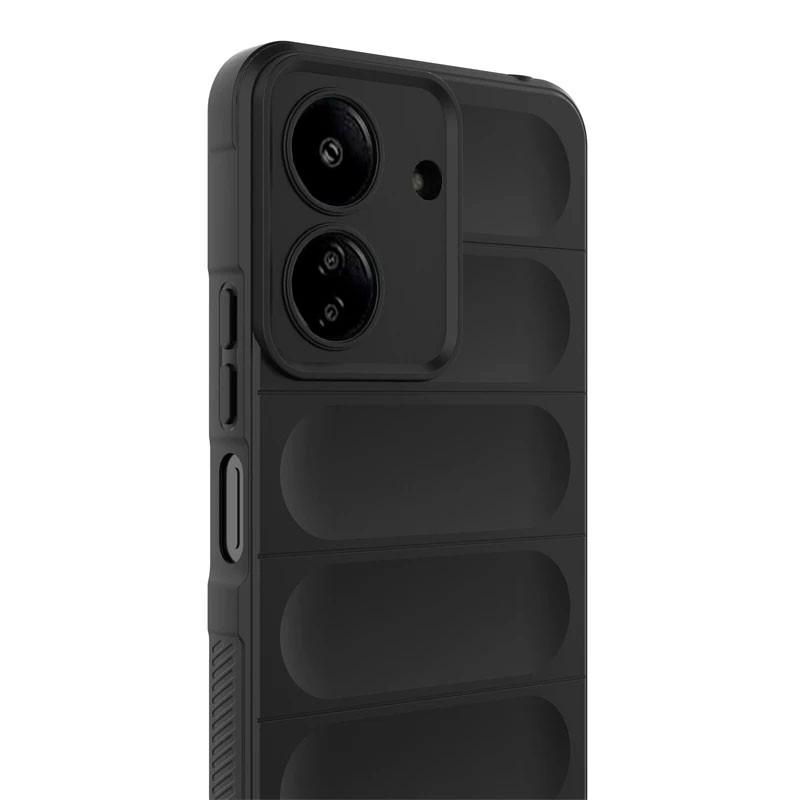 vista lateral de la Funda de silicona azul Wave para Xiaomi Redmi 13C