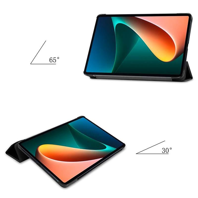 Coque Xiaomi Pad 8 et 8 Pro noire avec étui folio, support pliable à 30° et 65°, protection fine, bords ajustés, accès complet aux ports et boutons