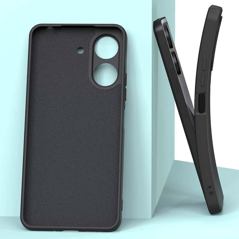Coque Liquid Premium Carrée Noire pour Xiaomi Redmi 13C Vue Avant et Latérale