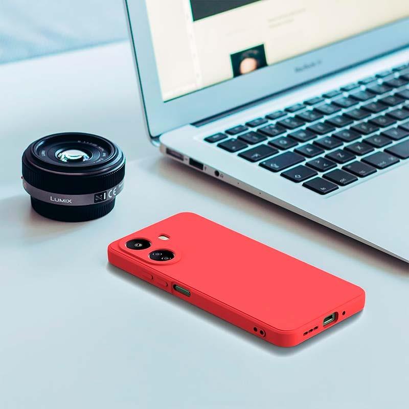 fotografía real de la Funda Square Liquid Premium roja para Xiaomi Redmi 13C