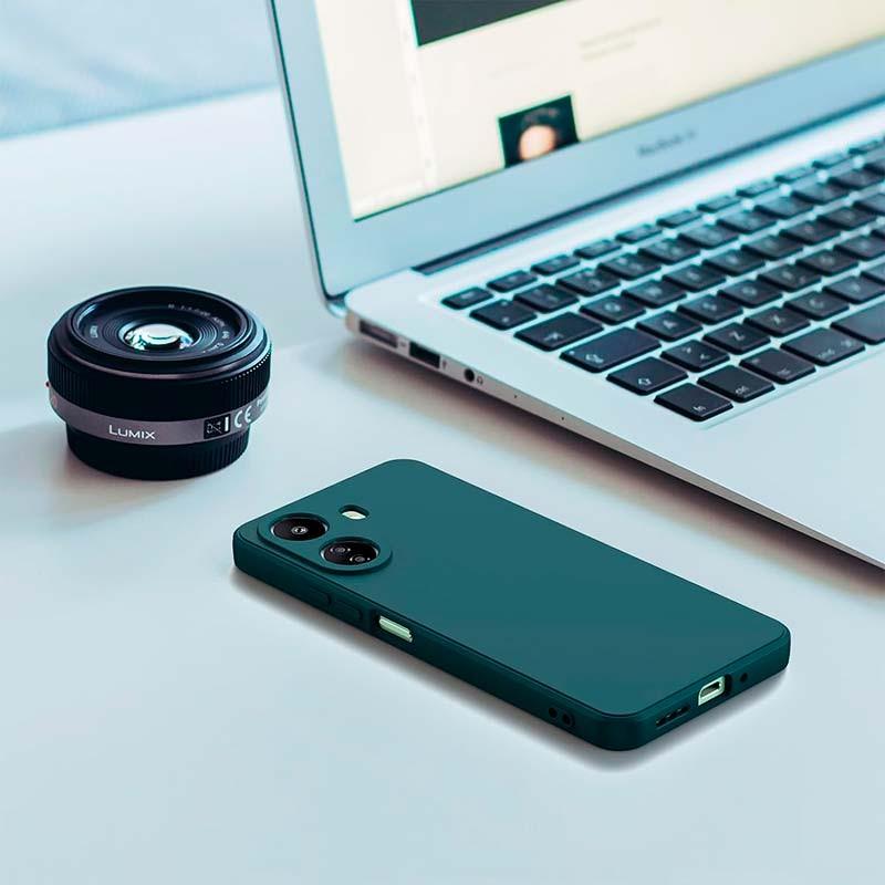 photo réelle de l'étui Square Liquid Premium vert pour Xiaomi Redmi 13C