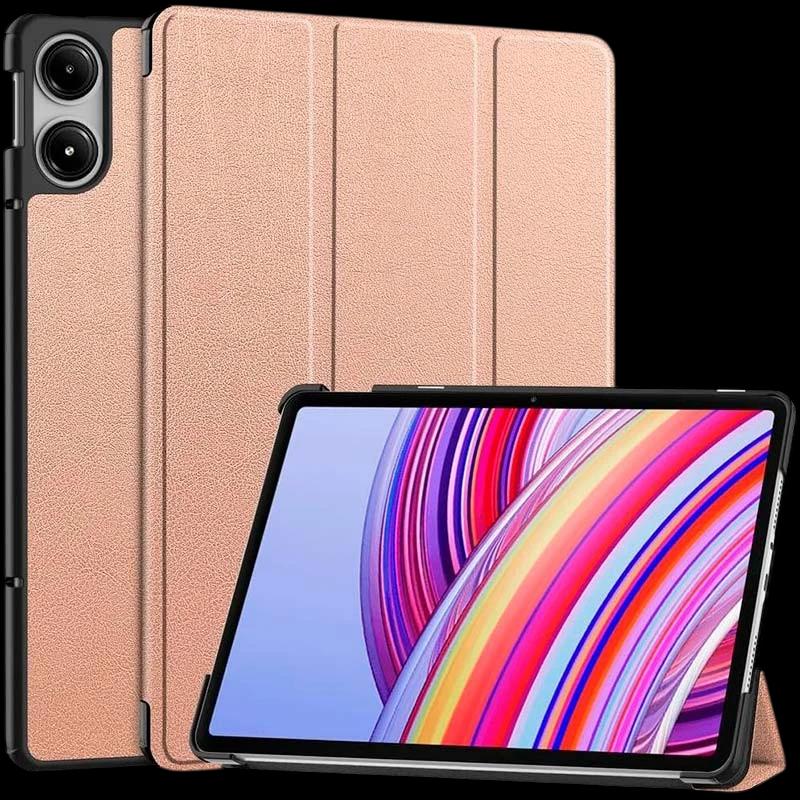 Capa Inteligente Xiaomi Redmi Pad Pro / Poco Pad 12.1 com Suporte Dourado Rosa