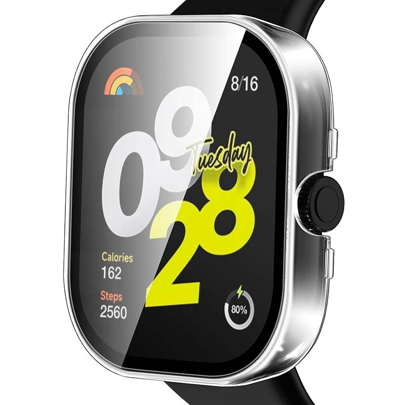 vista frontal de la Funda PC transparente + Cristal Templado Xiaomi Redmi Watch 4