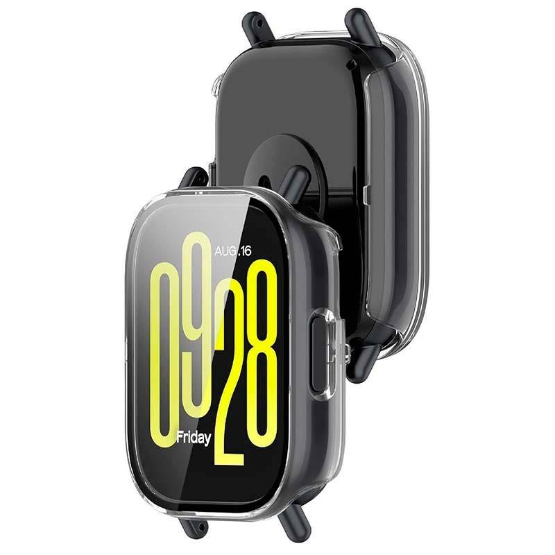 Funda PC transparente + Cristal Templado Xiaomi Redmi Watch 5 Active - vista frontal y trasera