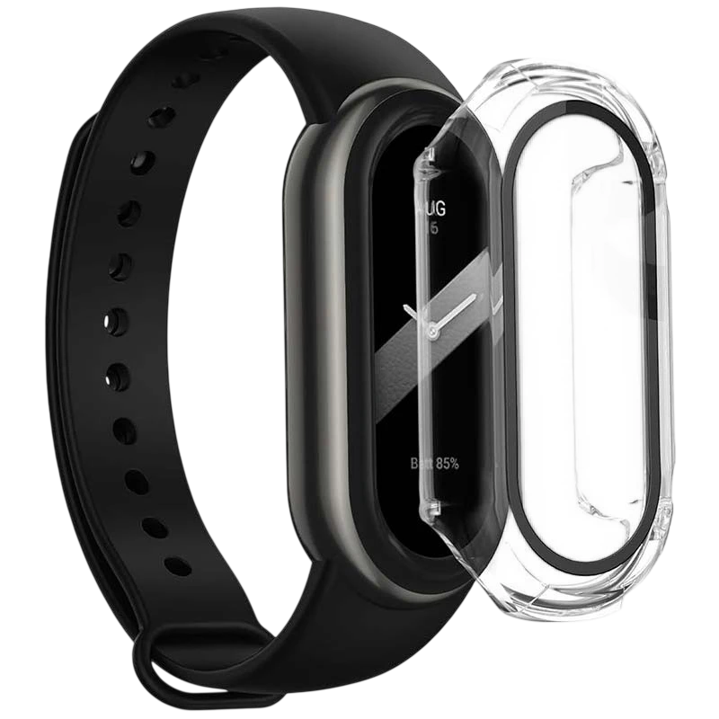 Coque PC + Verre Trempé Xiaomi Mi Smart Band 8 Transparent