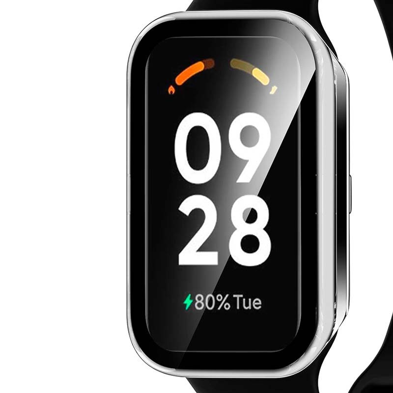 vista frontal de la Funda PC transparente + Cristal Templado Xiaomi Mi Smart Band 8 Active