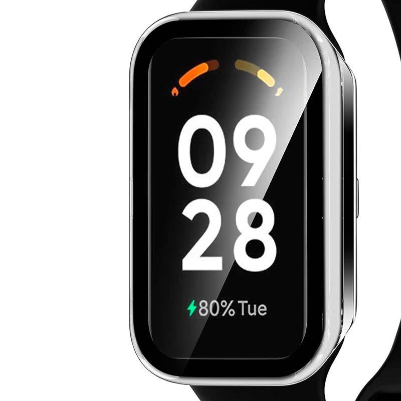vista frontal de la Funda PC transparente + Cristal Templado Xiaomi Mi Smart Band 8 Active