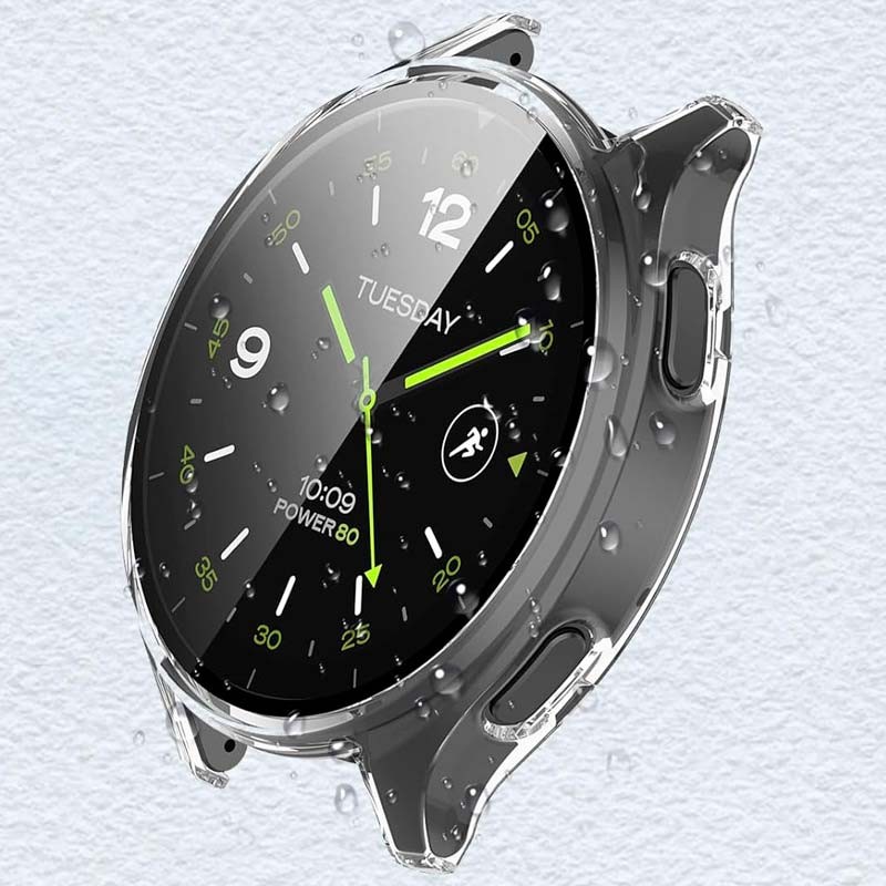 vue frontale du la Coque PC transparent + Verre Trempé Xiaomi Watch 2