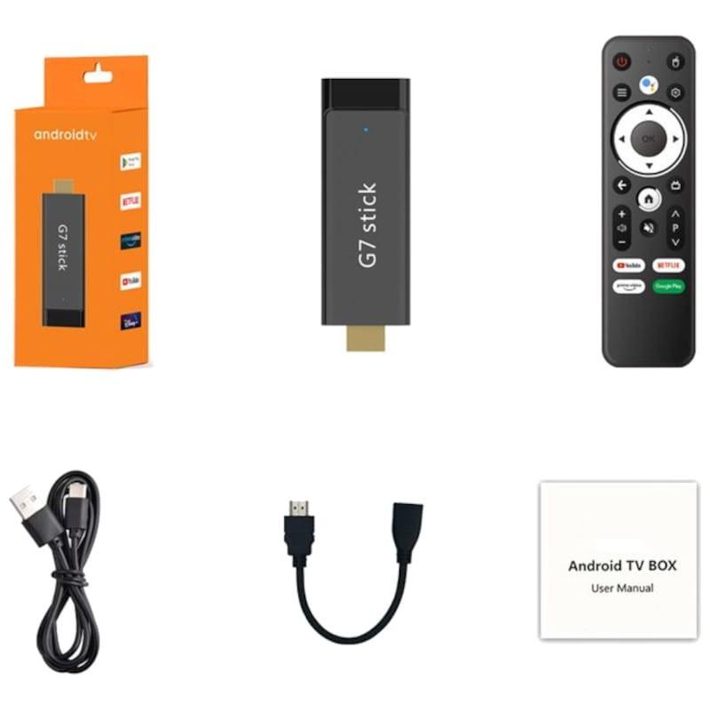 Contenu de la boîte de G7 Stick S905Y4 2 Go/16 Go Double Wifi Commande Vocale Android 11 - Android TV