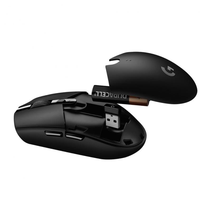 Logitech G G305 ratón mano derecha RF Wireless + Bluetooth Óptico 12000 DPI detalle del compartimento de las pilas