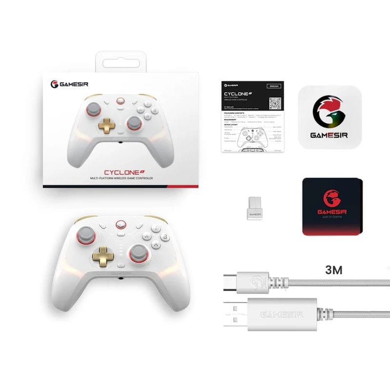Contenido de la caja de Mando GameSir Cyclone 2 Daybreak Blanco - Gamepad Nintendo Switch/PC/Smartphones