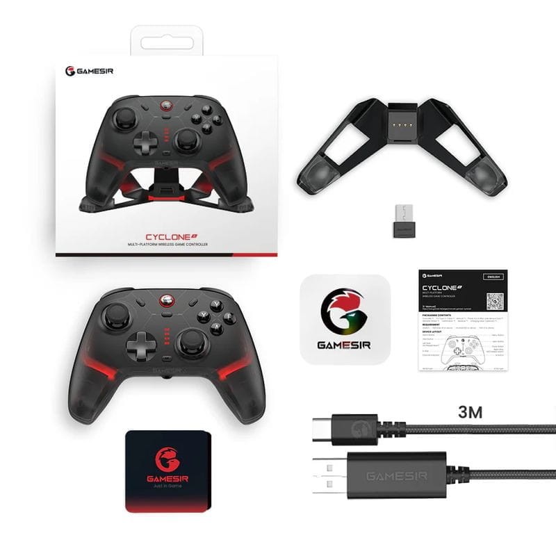 Contenido de Mando GameSir Cyclone 2 Midnight Negro con soporte - Gamepad Nintendo Switch/PC/Smartphones