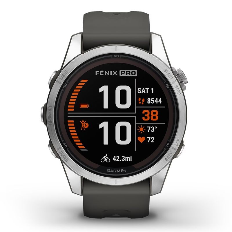 Frontal de Garmin Fenix 7S Pro Solar 42 mm Plata – Reloj inteligente