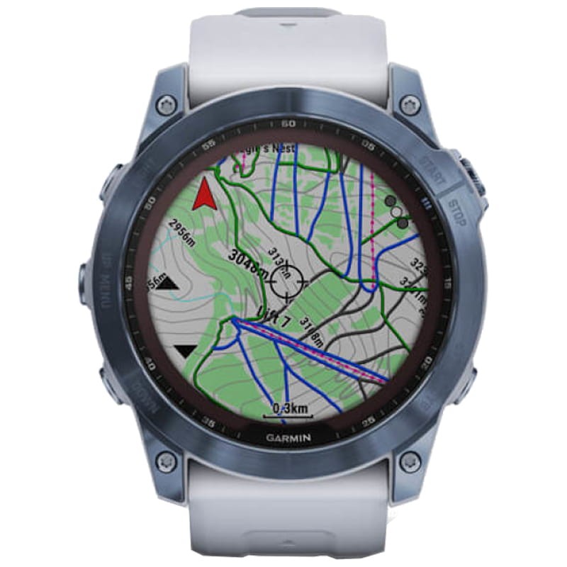Garmin Fénix 7X Sapphire Azul Correa Blanca - Reloj inteligente - Frontal