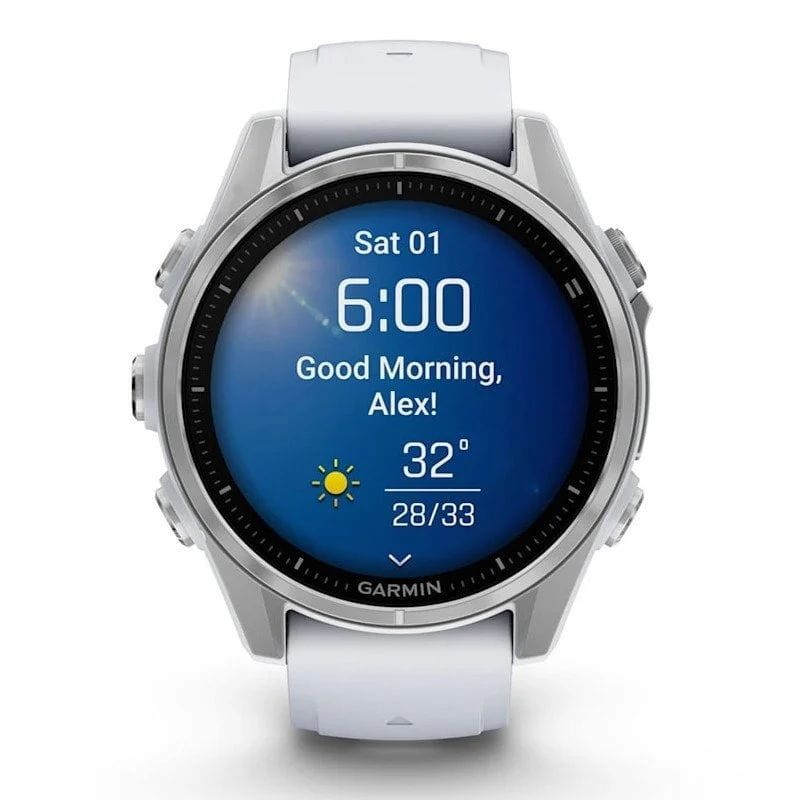 Frontal de Garmin Fenix 8 AMOLED 43mm Acero Blanco - Reloj Inteligente