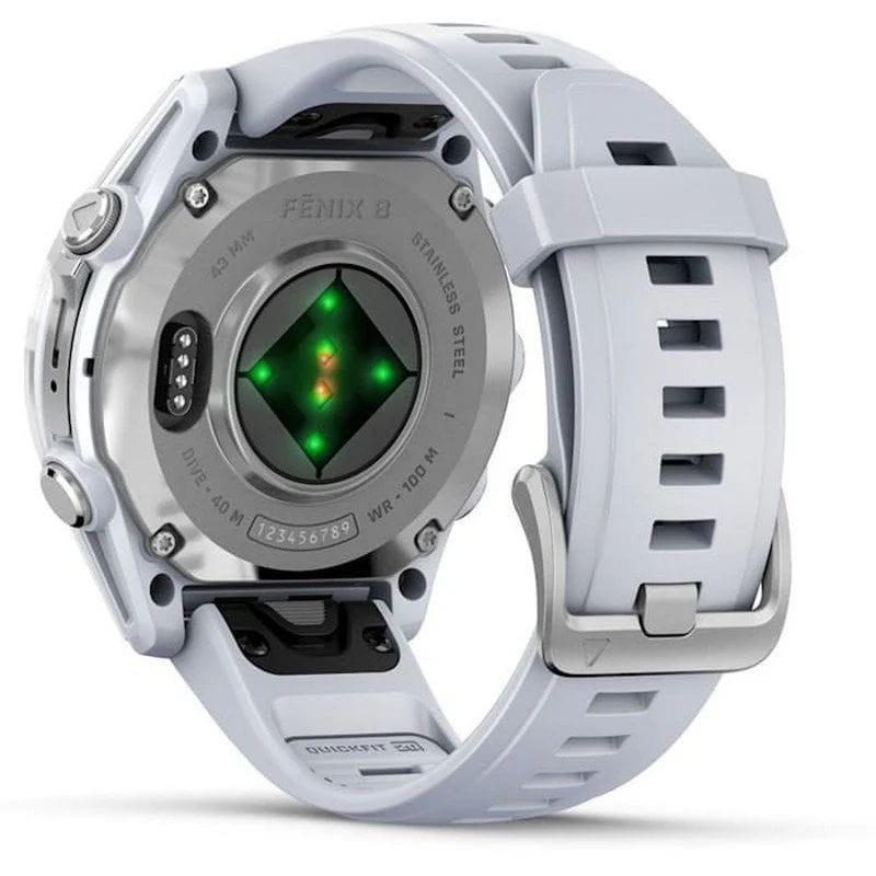 Trasera de Garmin Fenix 8 AMOLED 43mm Acero Blanco - Reloj Inteligente