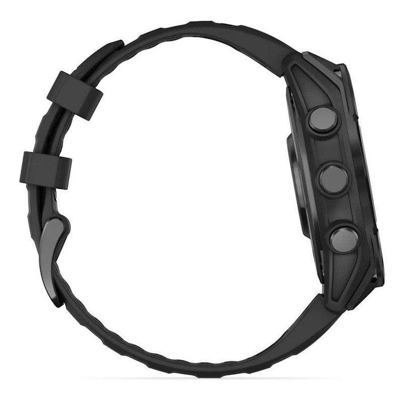 Lateral izquierdo de Garmin Fenix 8 AMOLED 47mm Acero Negro - Reloj Inteligente