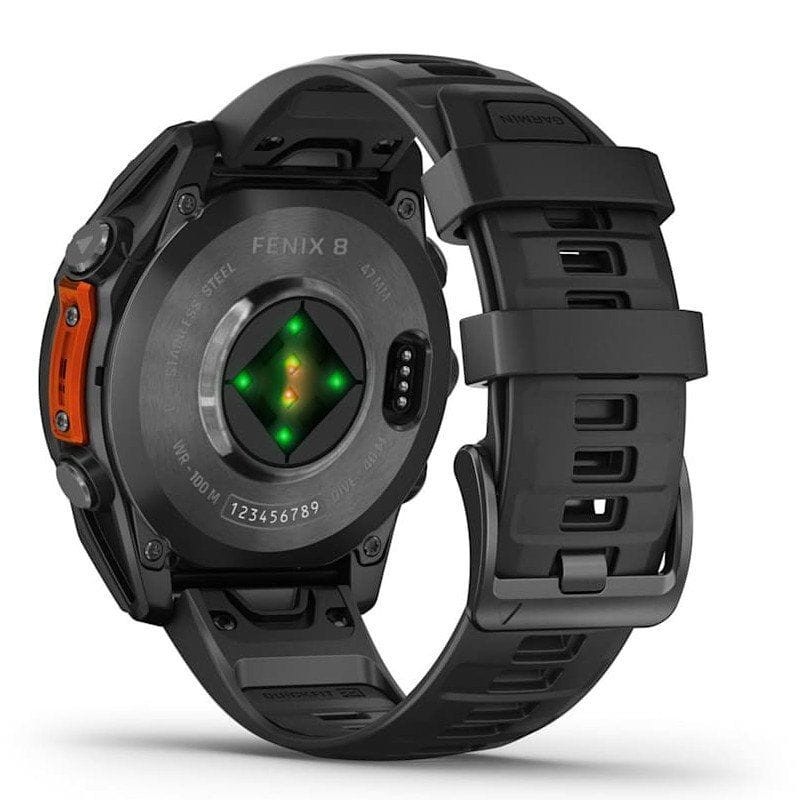 Trasera de Garmin Fenix 8 AMOLED 47mm Acero Negro - Reloj Inteligente