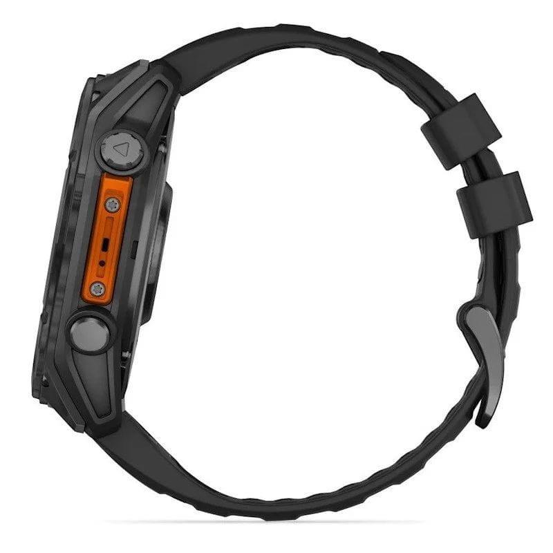 Lateral izquierdo de Garmin Fenix 8 AMOLED 51mm Acero Negro - Reloj Inteligente