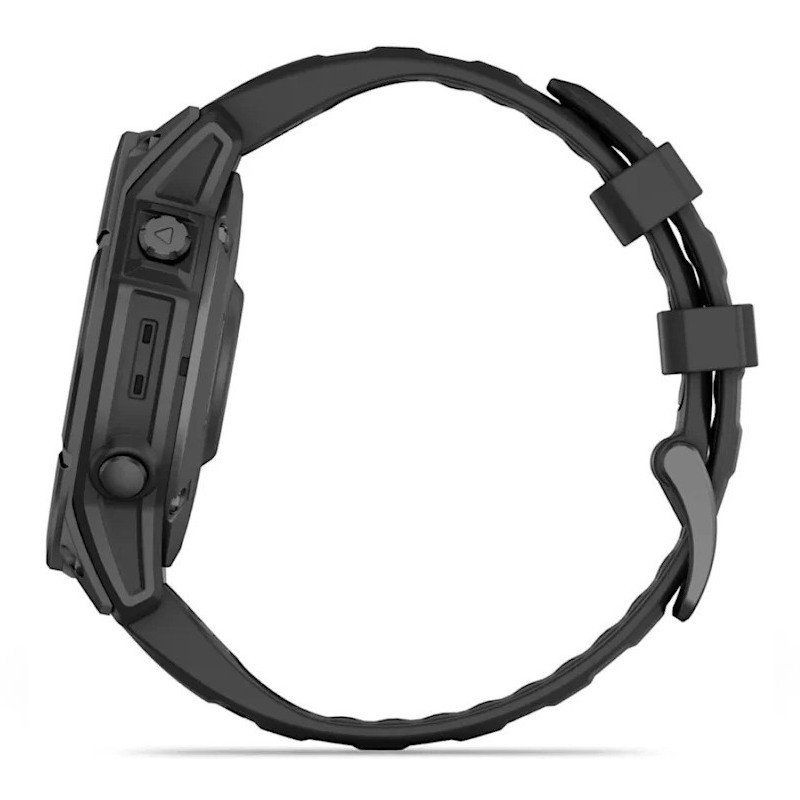Lateral derecho de Garmin Fenix E 47mm Acero Gris - Reloj Inteligente