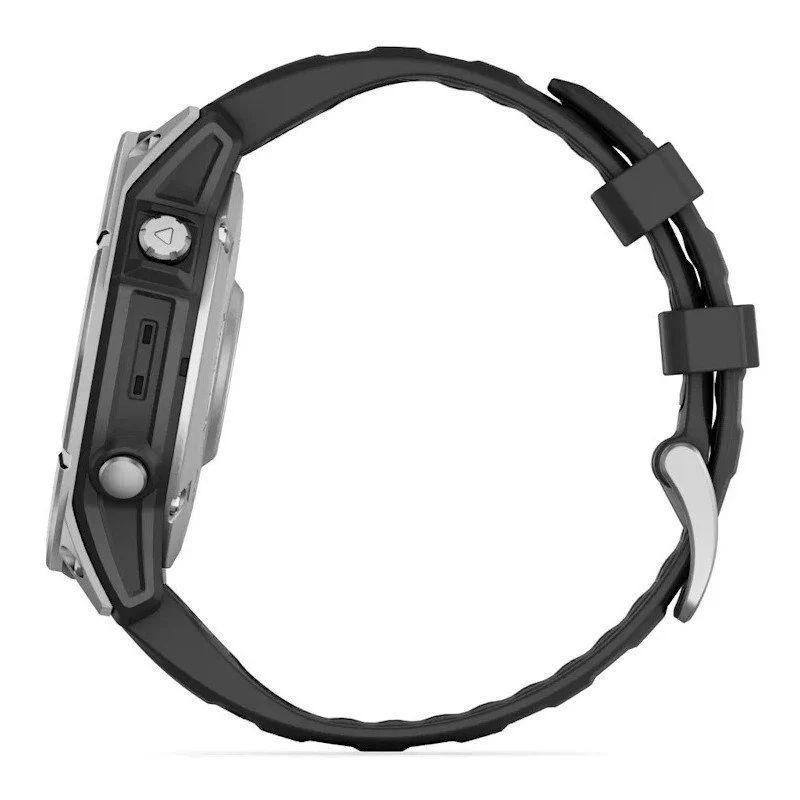 Lateral derecho de Garmin Fenix E 47mm Acero Negro - Reloj Inteligente