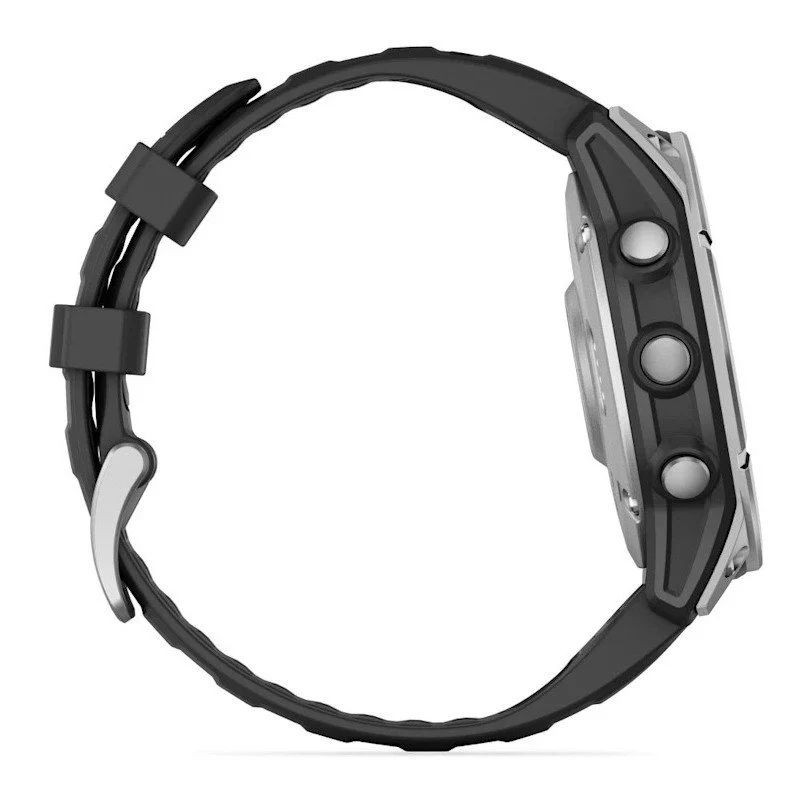 Lateral izquierdo de Garmin Fenix E 47mm Acero Negro - Reloj Inteligente