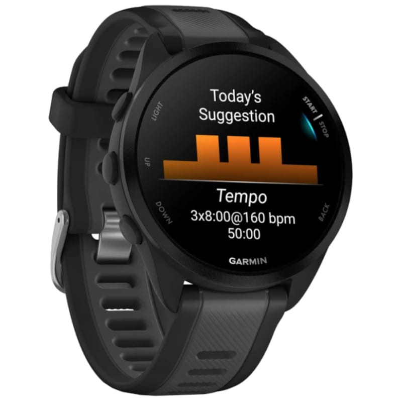 Garmin Forerunner 165 Negro - Reloj inteligente Vista frontal lado derecho