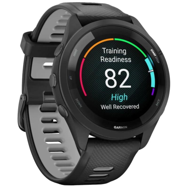 Garmin Forerunner 265 Noir/Gris vue de face côté droit